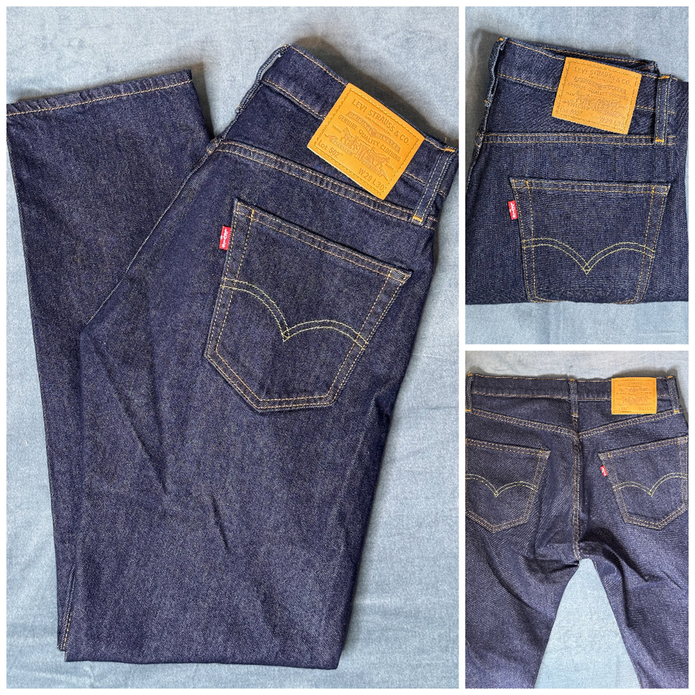 NWOT Levi's Premium 502 Taper Denim Blue Jeans Size 29x30 Dark Wash